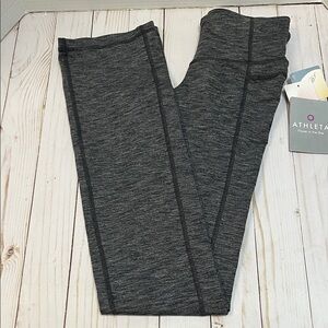 Athleta active leggings. Lycra. Slight flare bottom. Marled gray.NWT. Size XXS